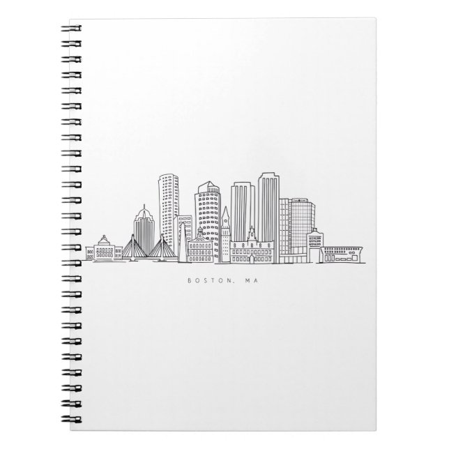 Minimalistisk illustration av Bostons stadssiluett Anteckningsbok (Framsidan)