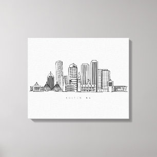 Minimalistisk illustration av Bostons stadssiluett Canvastryck