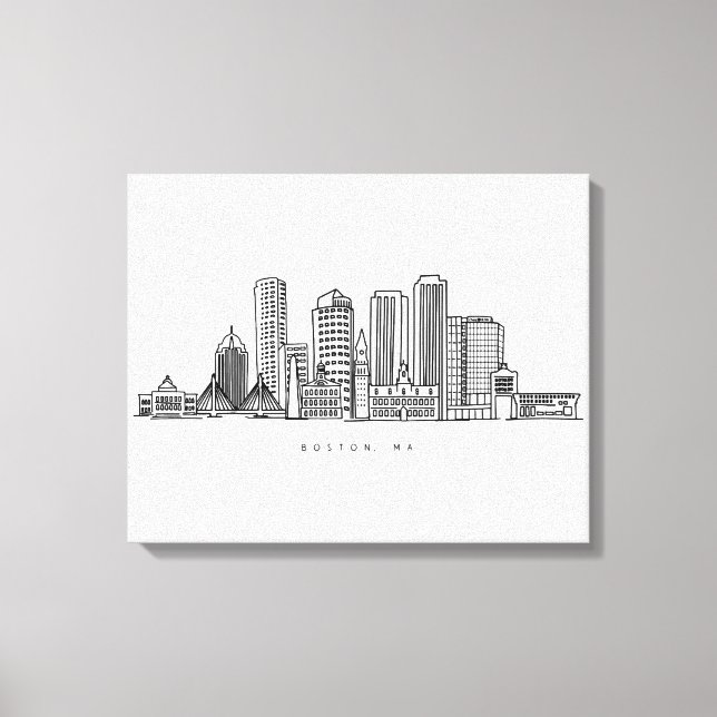 Minimalistisk illustration av Bostons stadssiluett Canvastryck (Framsida)