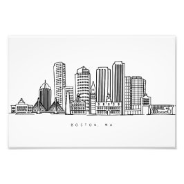 Minimalistisk illustration av Bostons stadssiluett Fototryck