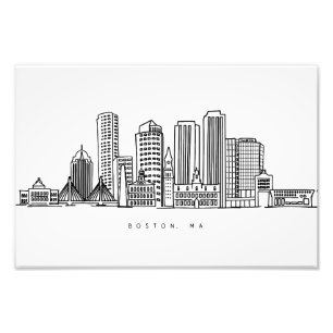 Minimalistisk illustration av Bostons stadssiluett Fototryck