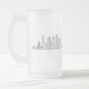 Minimalistisk illustration av Bostons stadssiluett Frostat Ölglas