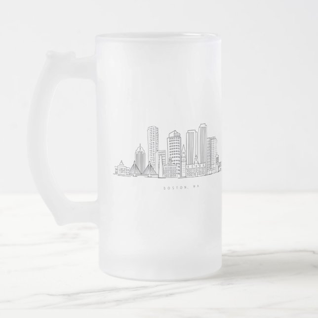 Minimalistisk illustration av Bostons stadssiluett Frostat Ölglas (Vänster)