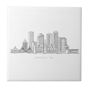 Minimalistisk illustration av Bostons stadssiluett Kakelplatta