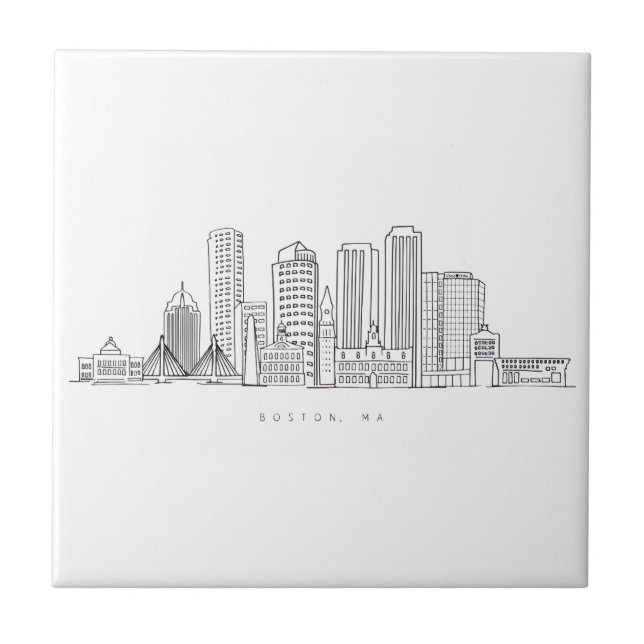Minimalistisk illustration av Bostons stadssiluett Kakelplatta (Framsidan)