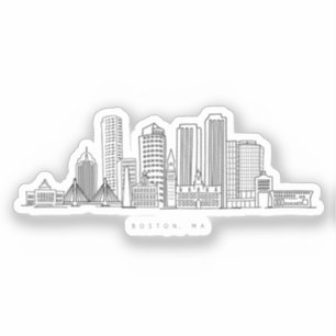 Minimalistisk illustration av Bostons stadssiluett Klistermärken