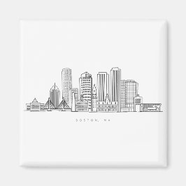 Minimalistisk illustration av Bostons stadssiluett Magnet