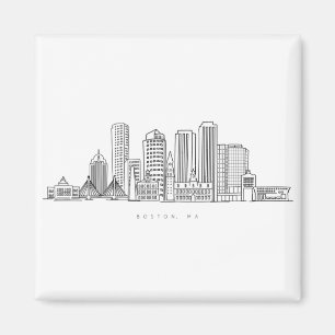 Minimalistisk illustration av Bostons stadssiluett Magnet