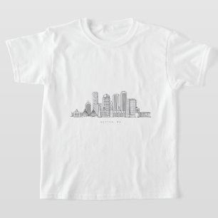 Minimalistisk illustration av Bostons stadssiluett T Shirt