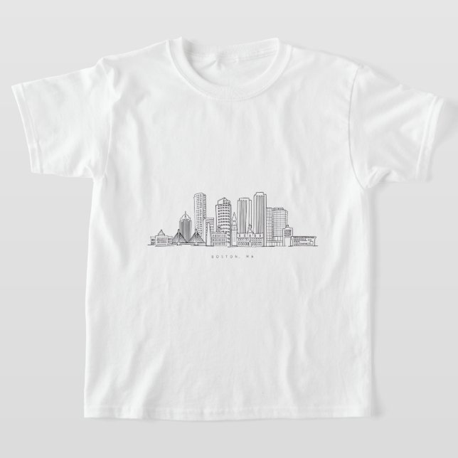 Minimalistisk illustration av Bostons stadssiluett T Shirt (Laydown)
