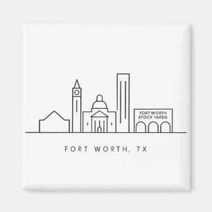 Minimalistisk illustration av Fort Worths skyline Magnet
