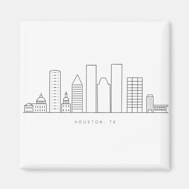 Minimalistisk illustration av Houston Citys siluet Magnet (Framsidan)