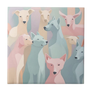 Minimalistisk illustration av Hund Pastel Färg Kakelplatta