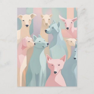 Minimalistisk illustration av Hund Pastel Färg Vykort