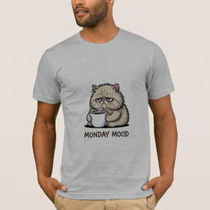 Minimalistisk illustration av kaffekärande katt t shirt