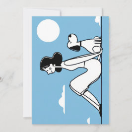 Minimalistisk illustration av kvinna och hund julkort