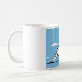 Minimalistisk illustration av kvinna och hund kaffemugg
