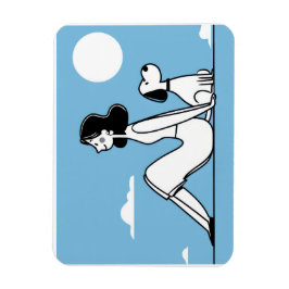Minimalistisk illustration av kvinna och hund magnet