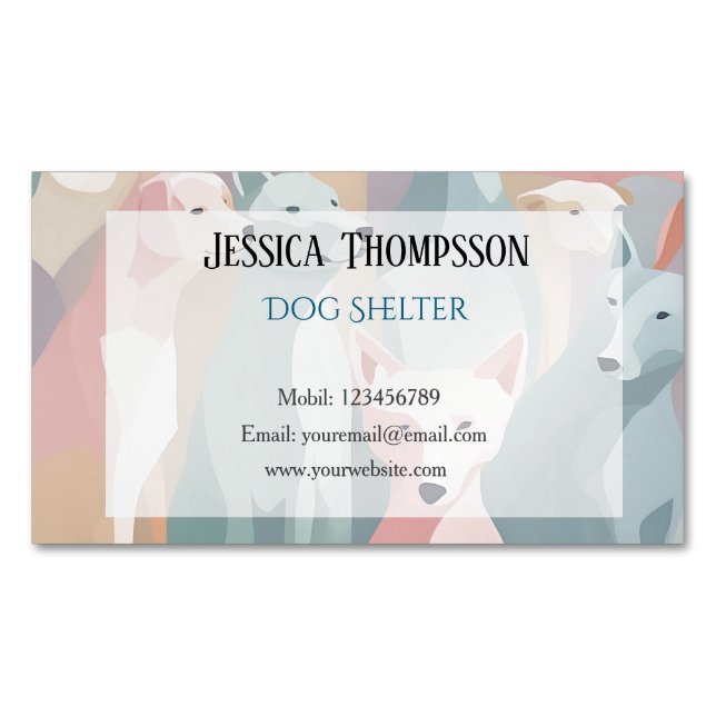 Minimalistisk illustration av pastellagar för hund magnetiska visitkort (Framsida)