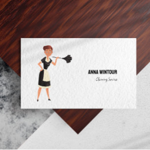 Minimalistisk illustration av städning tjänster visitkort