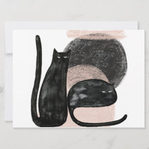 Minimalistisk illustration av svarta katter, moder kort