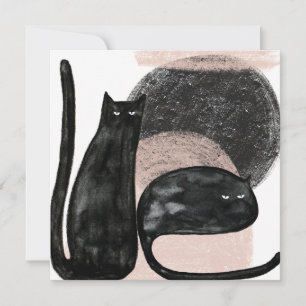 Minimalistisk illustration av svarta katter, moder kort