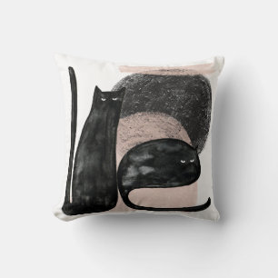 Minimalistisk illustration av svarta katter, moder kudde