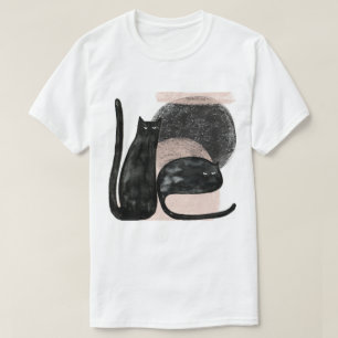 Minimalistisk illustration av svarta katter, moder t shirt