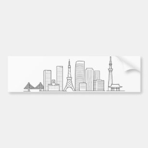 Minimalistisk illustration av Tokyos siluett Bildekal