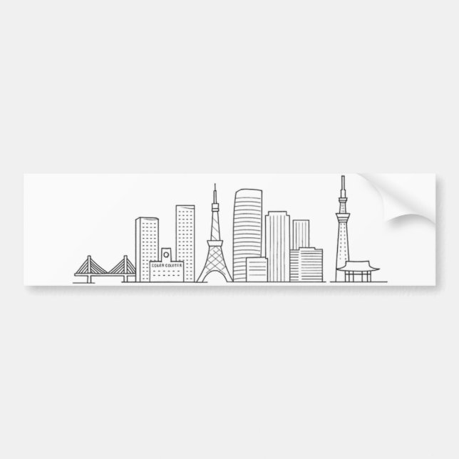 Minimalistisk illustration av Tokyos siluett Bildekal (Framsidan)