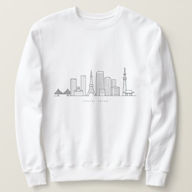 Minimalistisk illustration av Tokyos siluett Lång Ärmad Tröja (Design framsida)