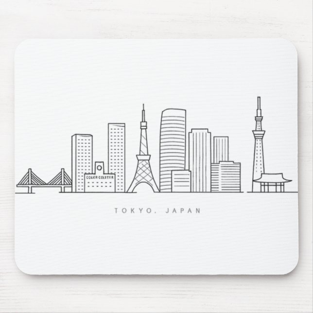 Minimalistisk illustration av Tokyos siluett Musmatta (Framsidan)