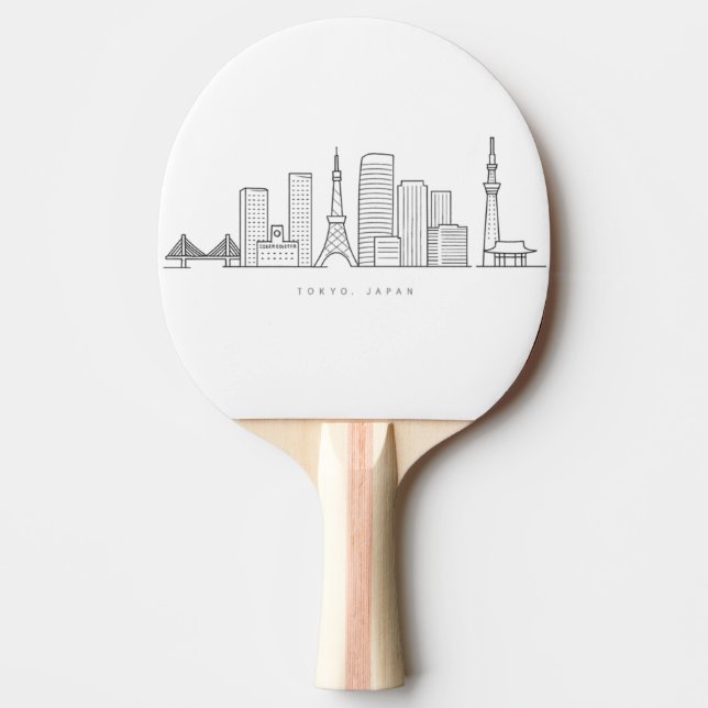 Minimalistisk illustration av Tokyos siluett Pingisracket (Framsidan)