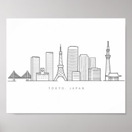 Minimalistisk illustration av Tokyos siluett Poster