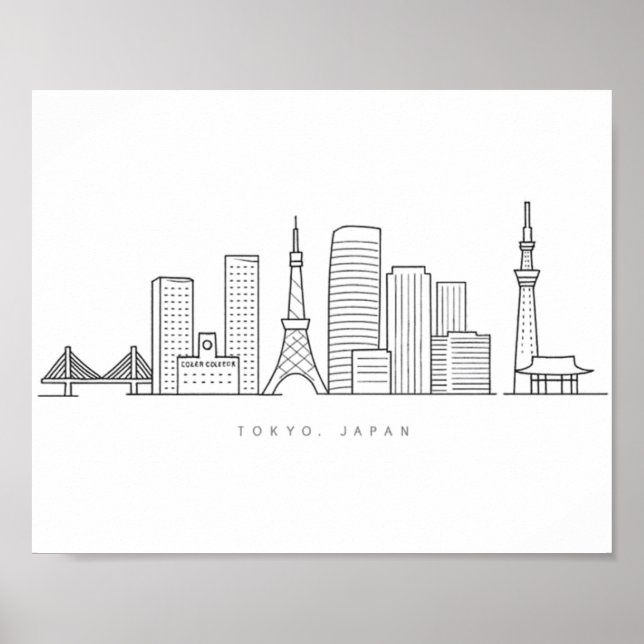 Minimalistisk illustration av Tokyos siluett Poster (Framsidan)