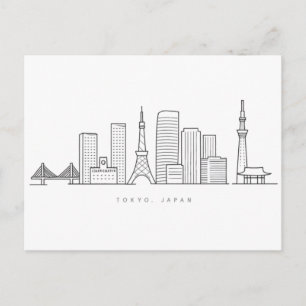 Minimalistisk illustration av Tokyos siluett Vykort