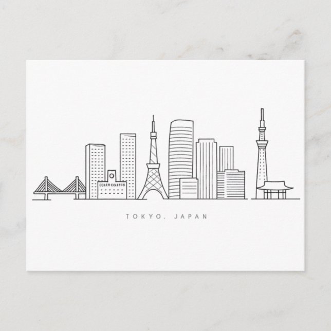 Minimalistisk illustration av Tokyos siluett Vykort (Framsida)