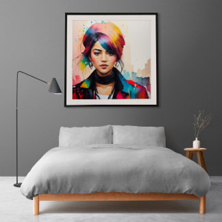 Minimalistisk illustration av vattenfärgen Porträt Poster