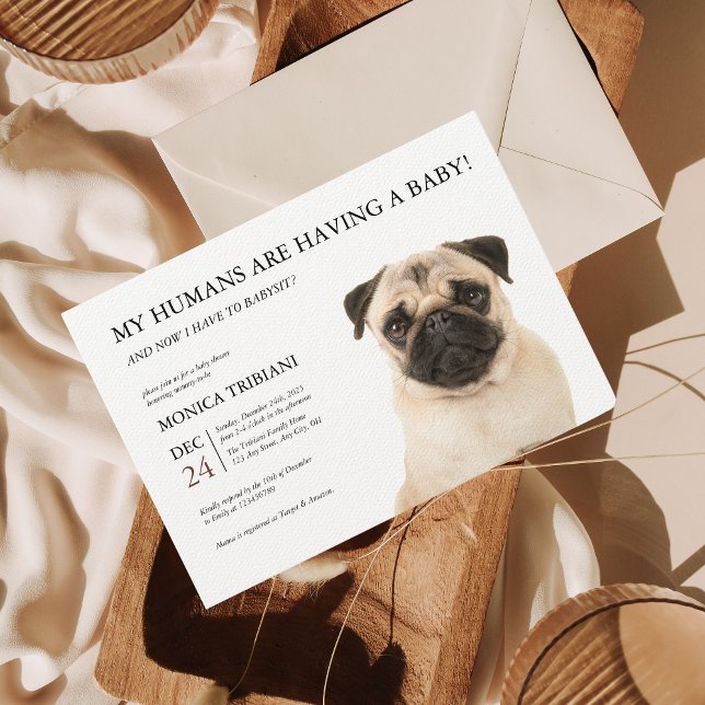 Minimalistisk inbjudan för Pug Baby Shower (Skapare uppladdad)