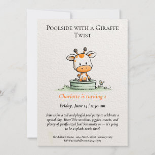 Minimalistisk inbjudan från Giraffe Bassäng-partie