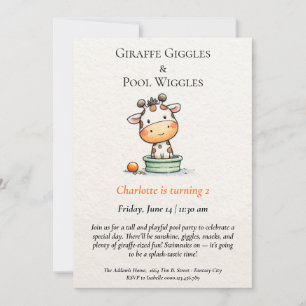 Minimalistisk inbjudan från Giraffe Bassäng-partie