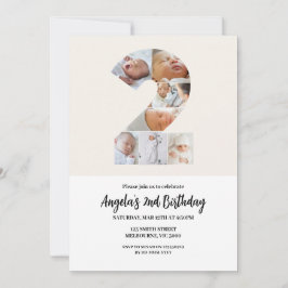 Minimalistisk inbjudan på andra födelsedagen - num