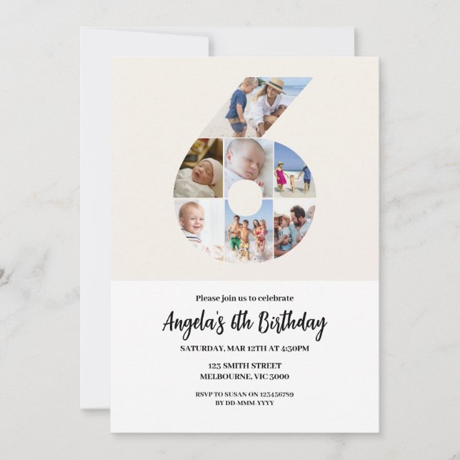 Minimalistisk inbjudan till 6e på födelsedagen - n (Framsida)