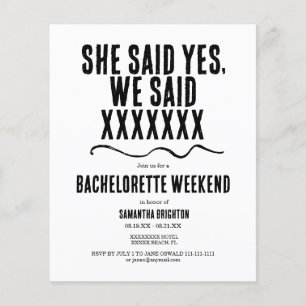 Minimalistisk inbjudan till Bachelorette Helg
