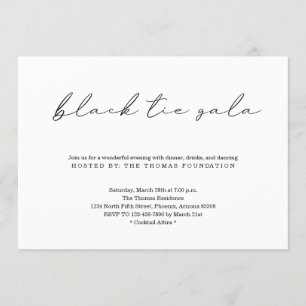 Minimalistisk inbjudan till Black Tie Gala