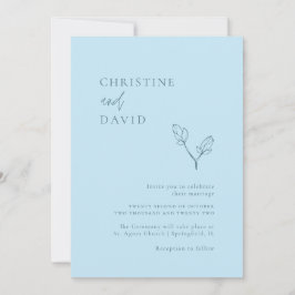 Minimalistisk inbjudan till Bohemian Soft Blue Wed
