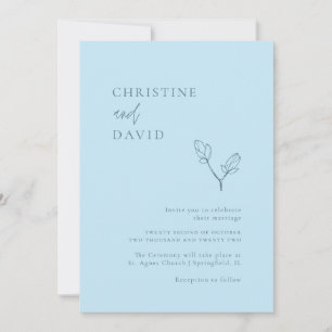 Minimalistisk inbjudan till Bohemian Soft Blue Wed