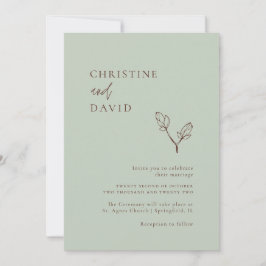 Minimalistisk inbjudan till Boho Blommigt Sage Wed