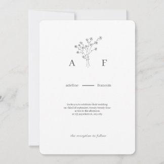 Minimalistisk inbjudan till botaniskt bröllop
