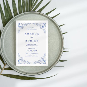 Minimalistisk inbjudan till botaniskt bröllop